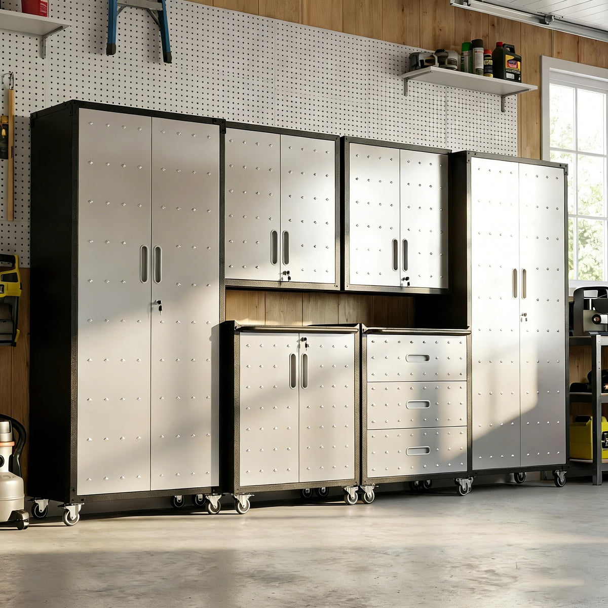 Heavy-Duty Modular Garage Cabinet & Tool Bench System