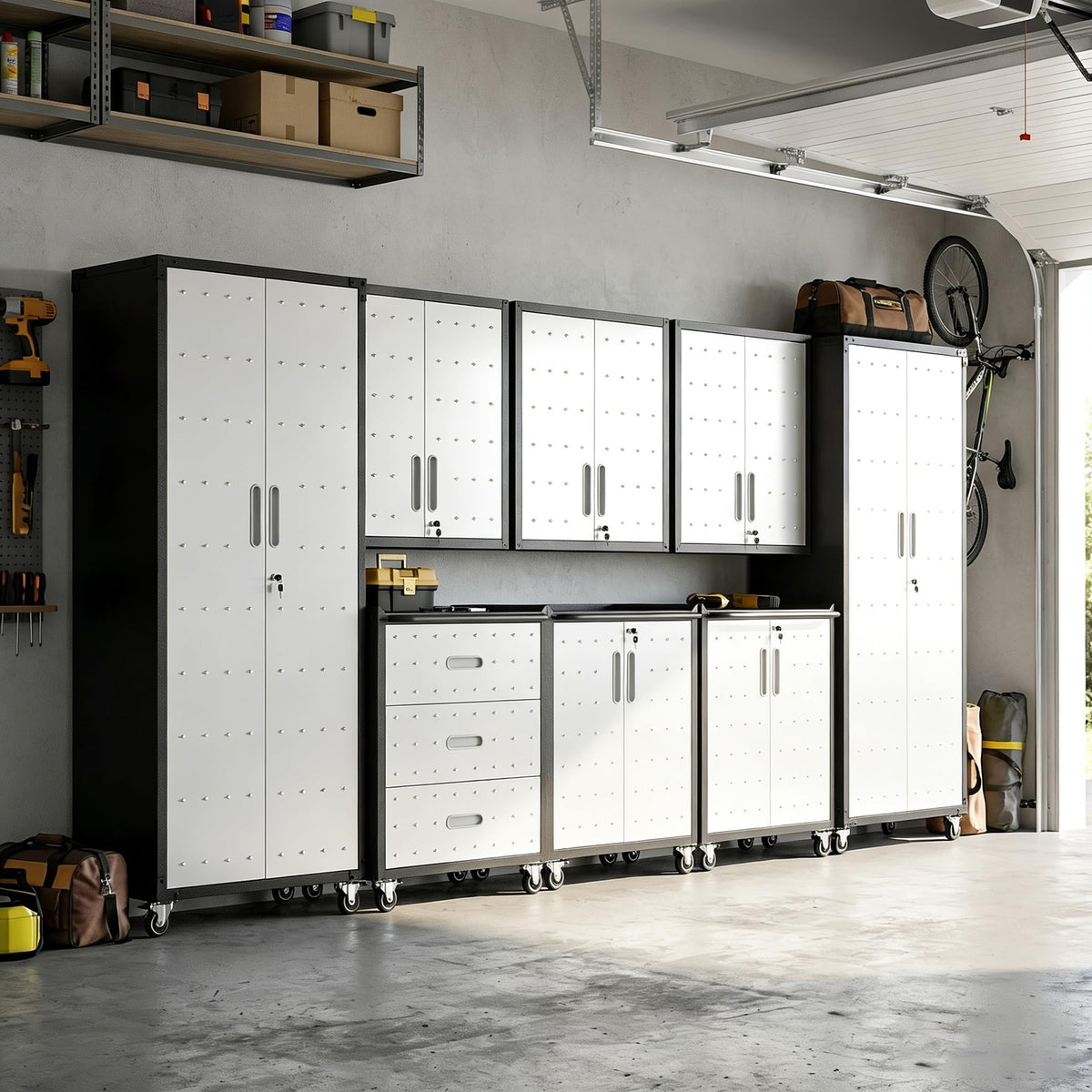 Heavy-Duty Modular Garage Cabinet & Tool Bench System