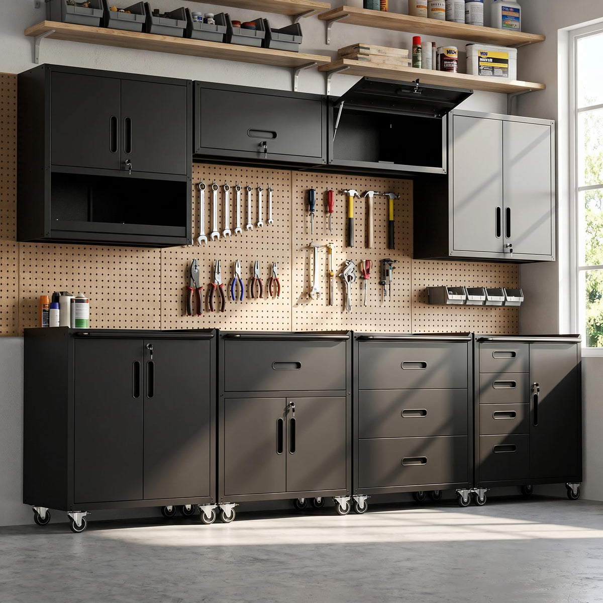 Heavy-Duty Modular Garage Cabinet & Tool Bench System