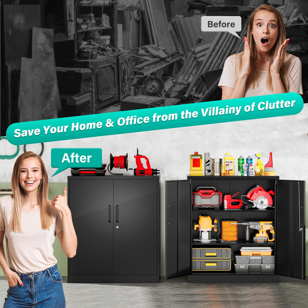 Heavy-Duty Metal Storage Cabinet with Adjustable Shelves