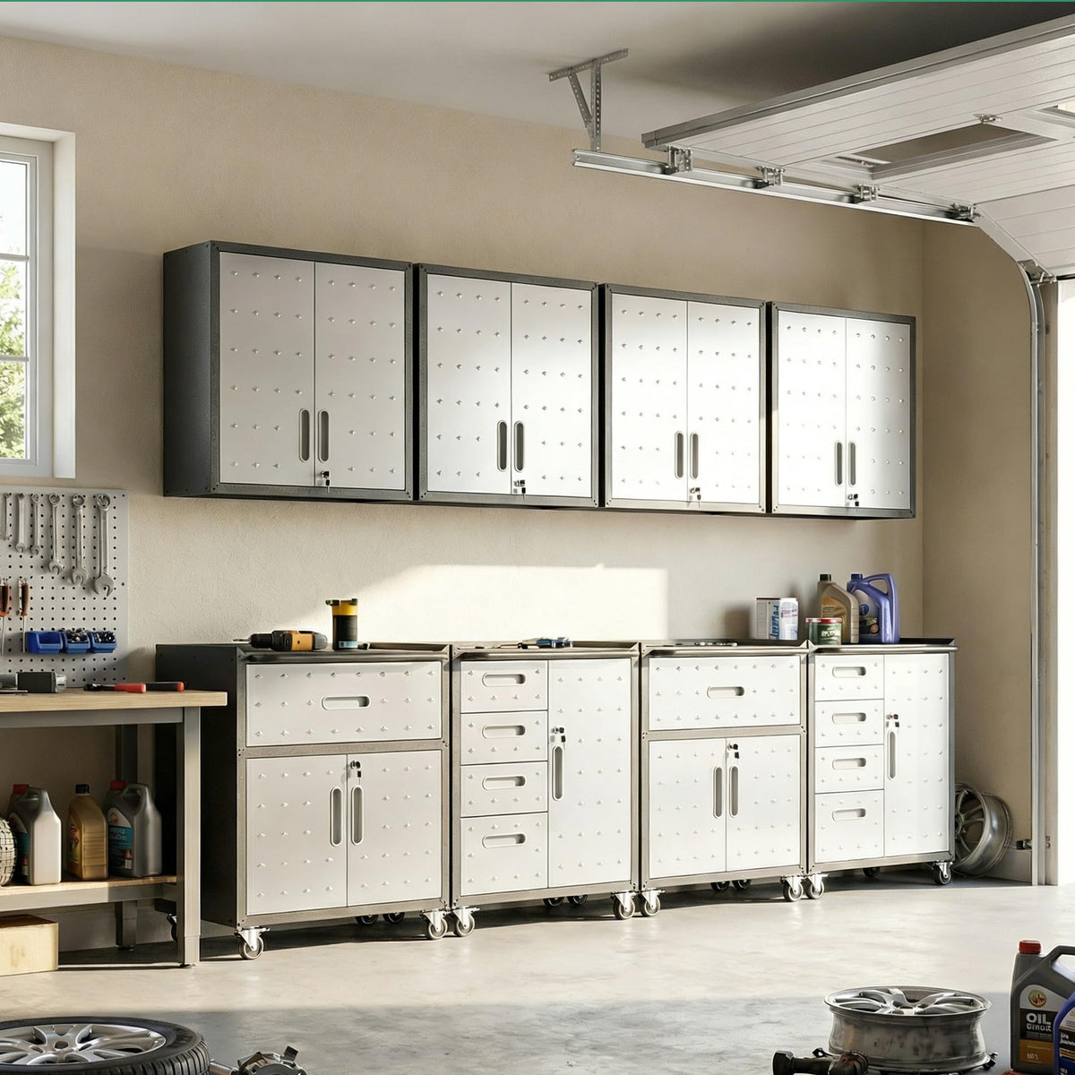 Heavy-Duty Modular Garage Cabinet & Tool Bench System