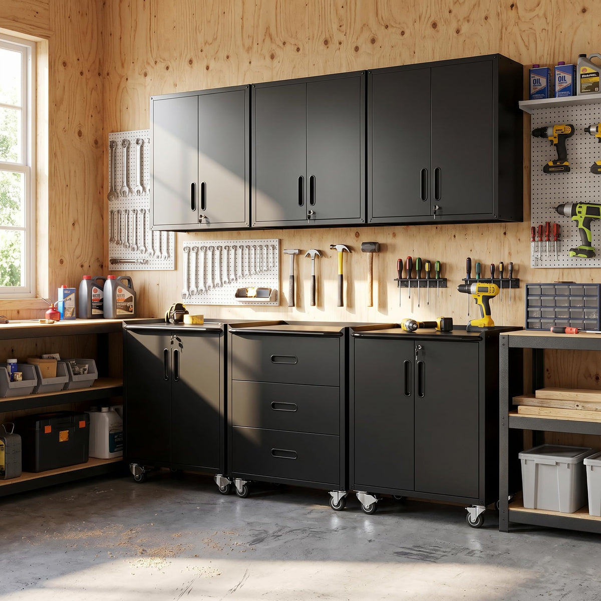 Heavy-Duty Modular Garage Cabinet & Tool Bench System