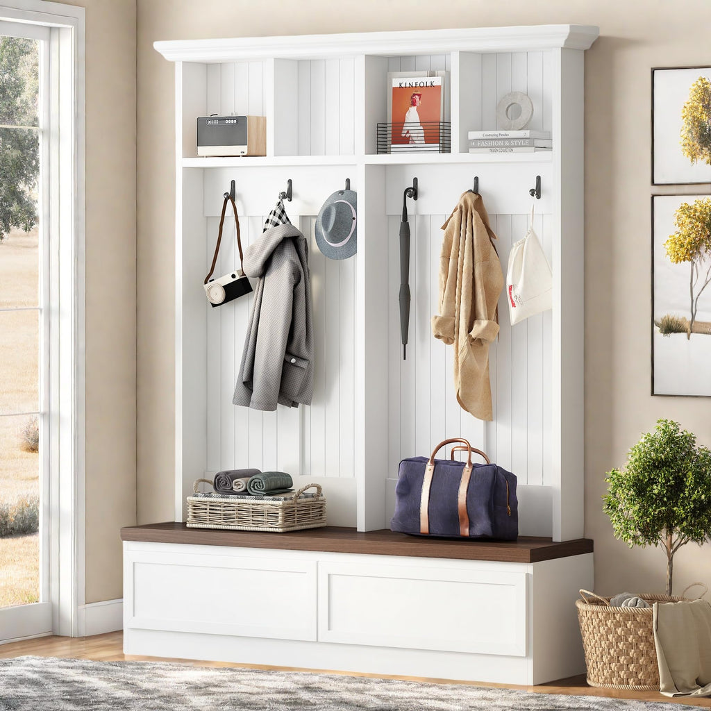 Freestanding Wardrobe Closet with Clothes Rack, Garment Armoire for