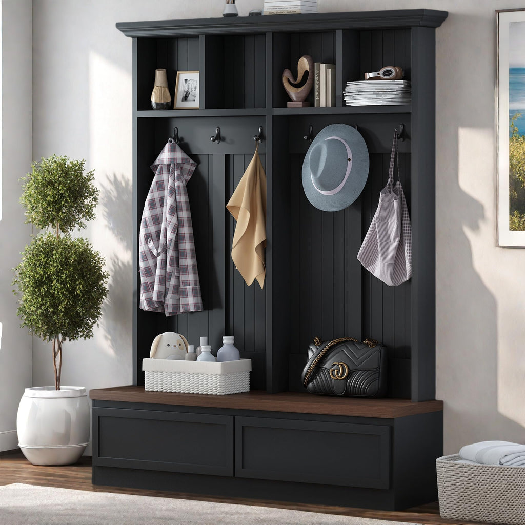 Freestanding Wardrobe Closet with Clothes Rack, Garment Armoire for