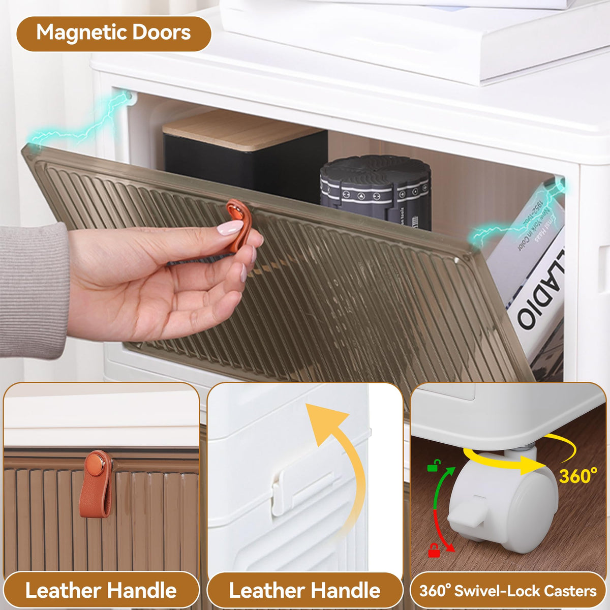 Foldable Rolling Modular Shoe Storage Rack with Sliding Doors