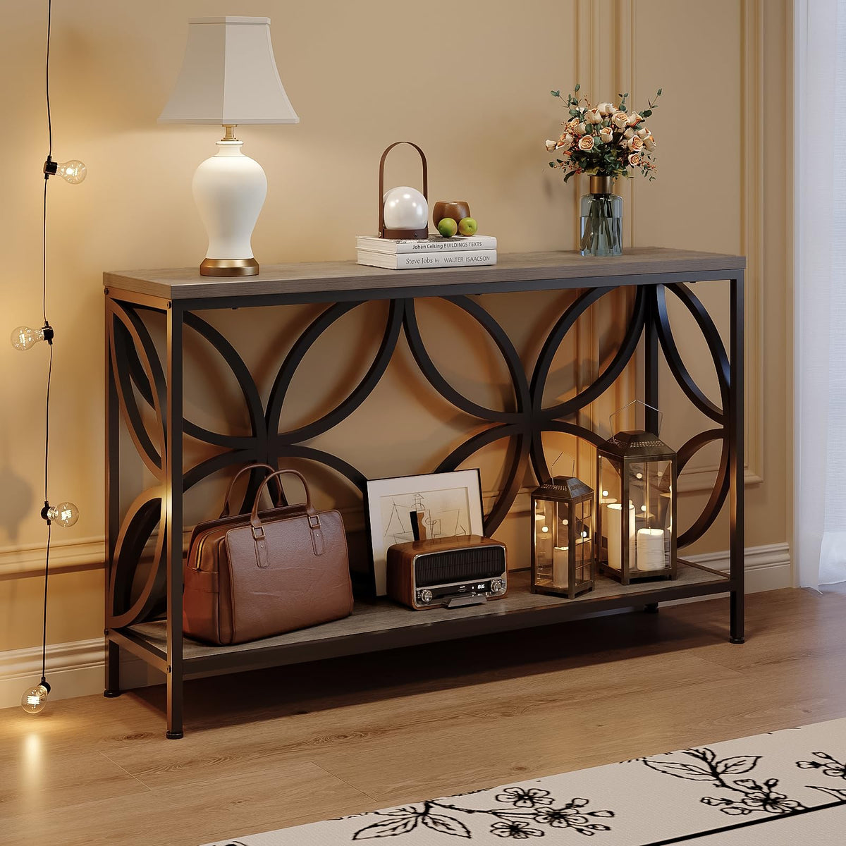 47.2-Inch Narrow Sofa Console Table with Entryway Storage