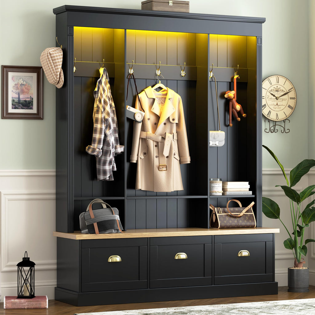 Freestanding Wardrobe Closet with Clothes Rack, Garment Armoire for
