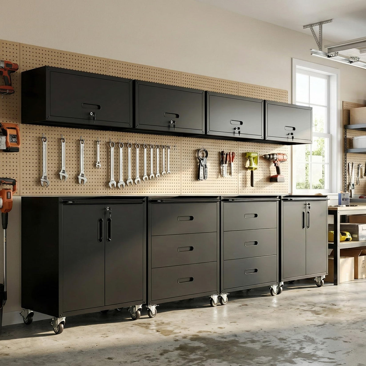 Heavy-Duty Modular Garage Cabinet & Tool Bench System