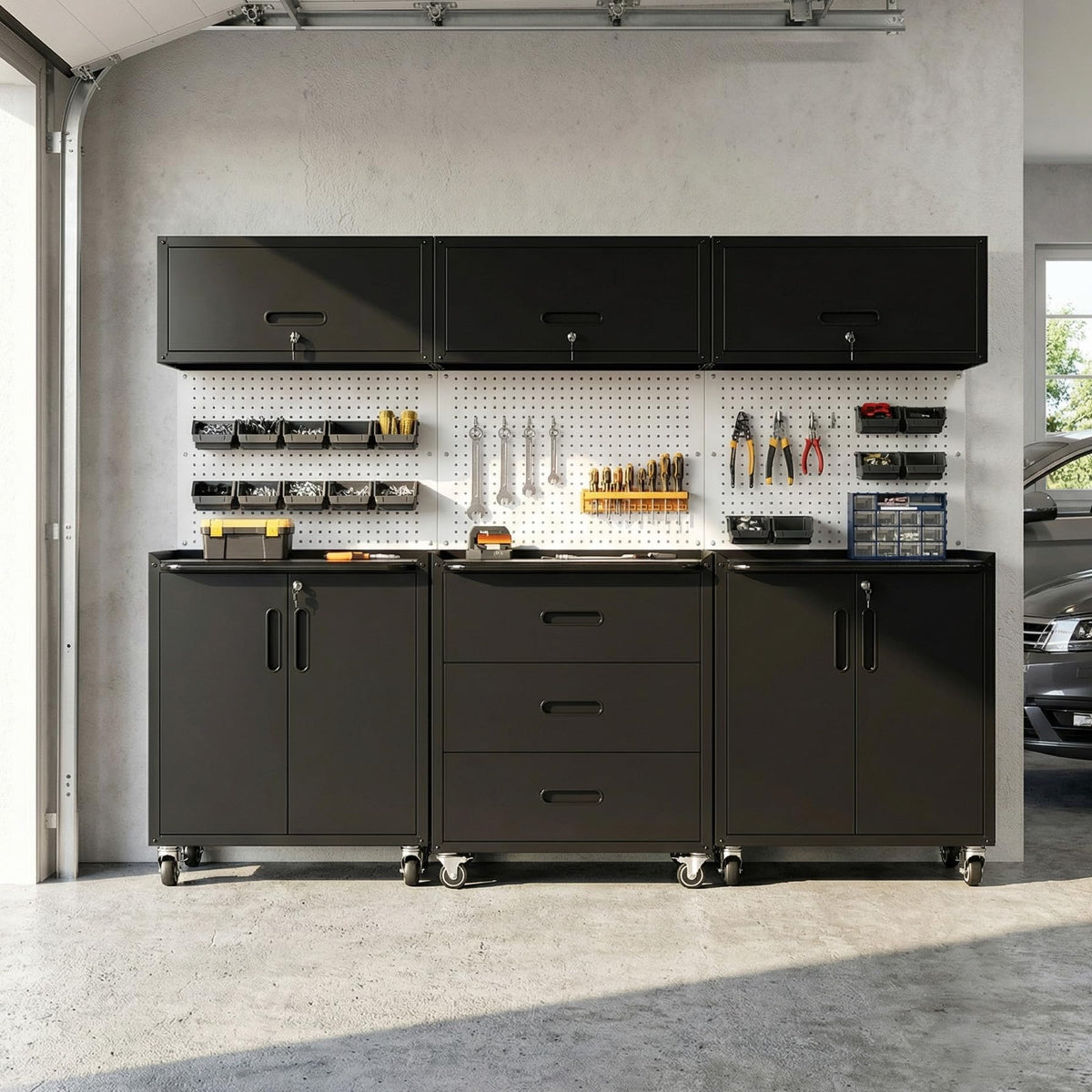 Heavy-Duty Modular Garage Cabinet & Tool Bench System