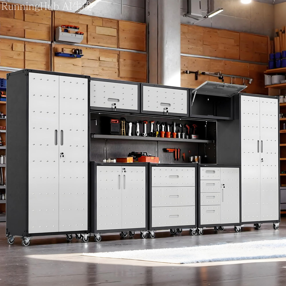 Heavy-Duty Modular Garage Cabinet & Tool Bench System