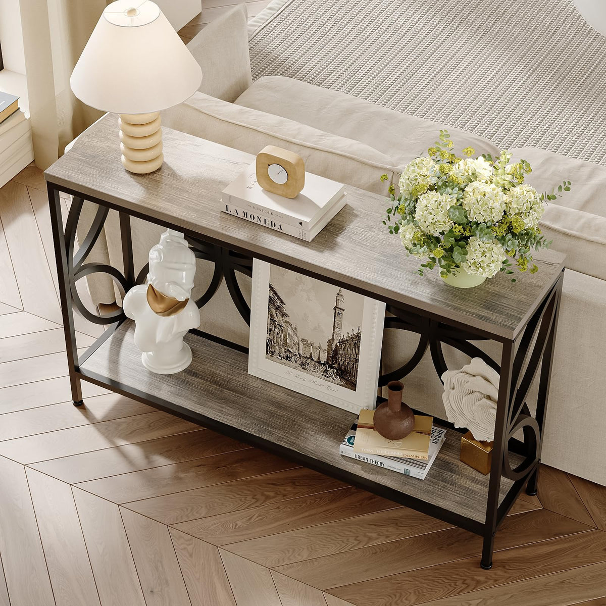 47.2-Inch Narrow Sofa Console Table with Entryway Storage