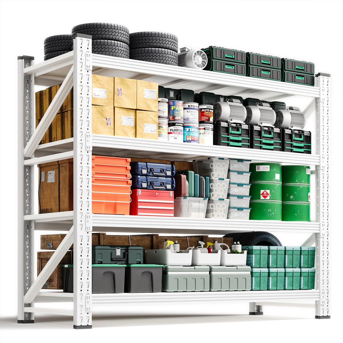 Heavy-Duty 4-Tier Adjustable Garage Storage Shelving Unit