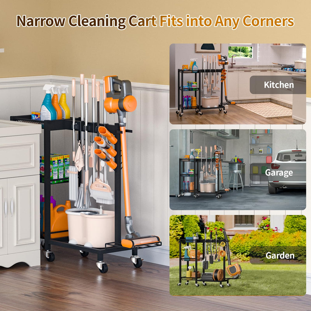 Large-Capacity Broom & Cleaning Supply Storage Organizer