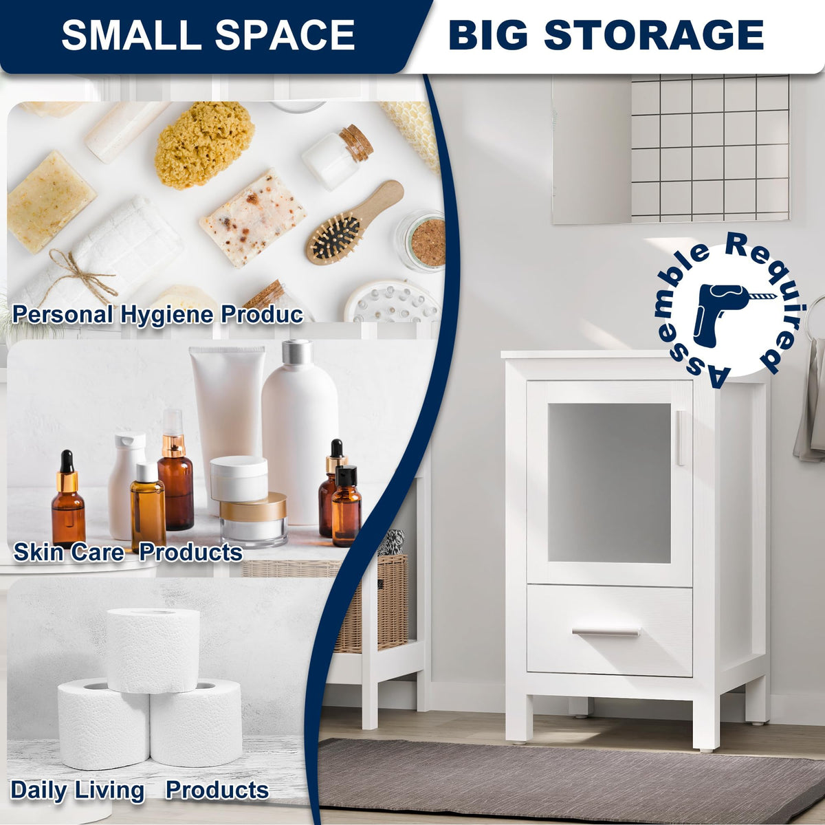 eclife Modern Bathroom Vanity Cabinet with Vessel Sink Combo (18+24)