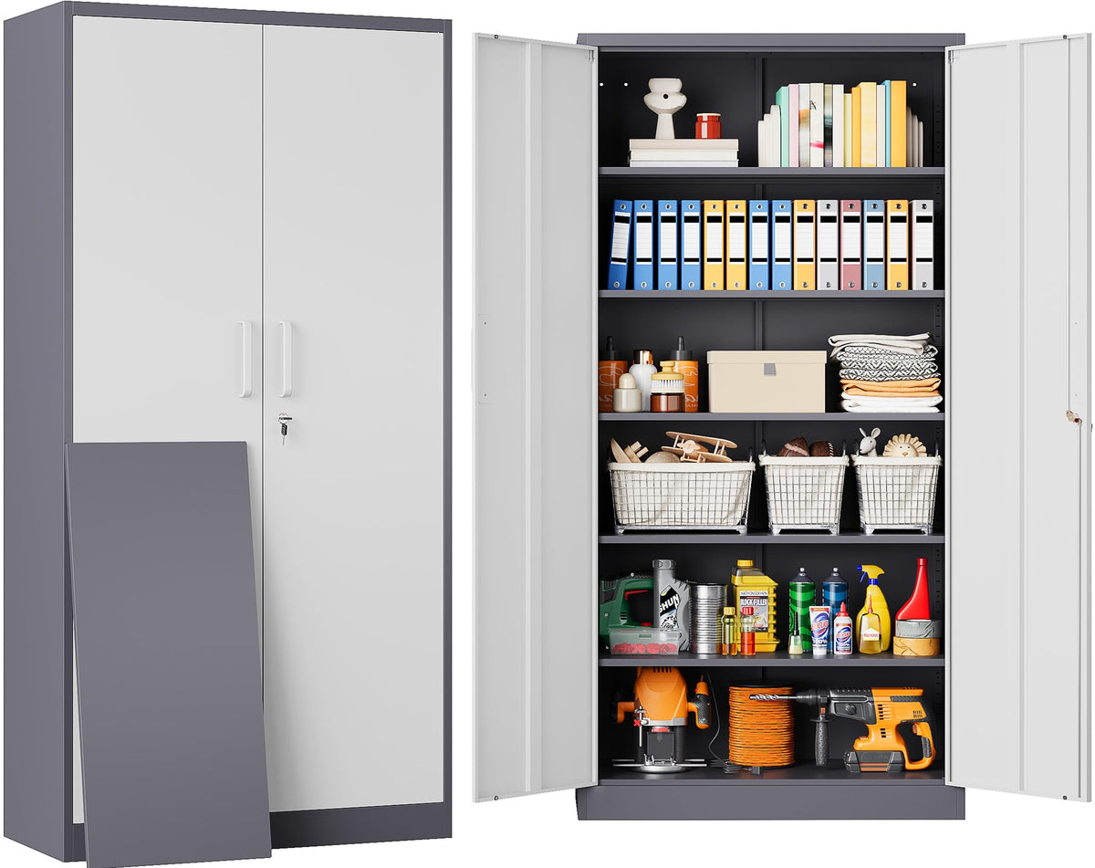 Heavy-Duty Metal Storage Cabinet with Adjustable Shelves