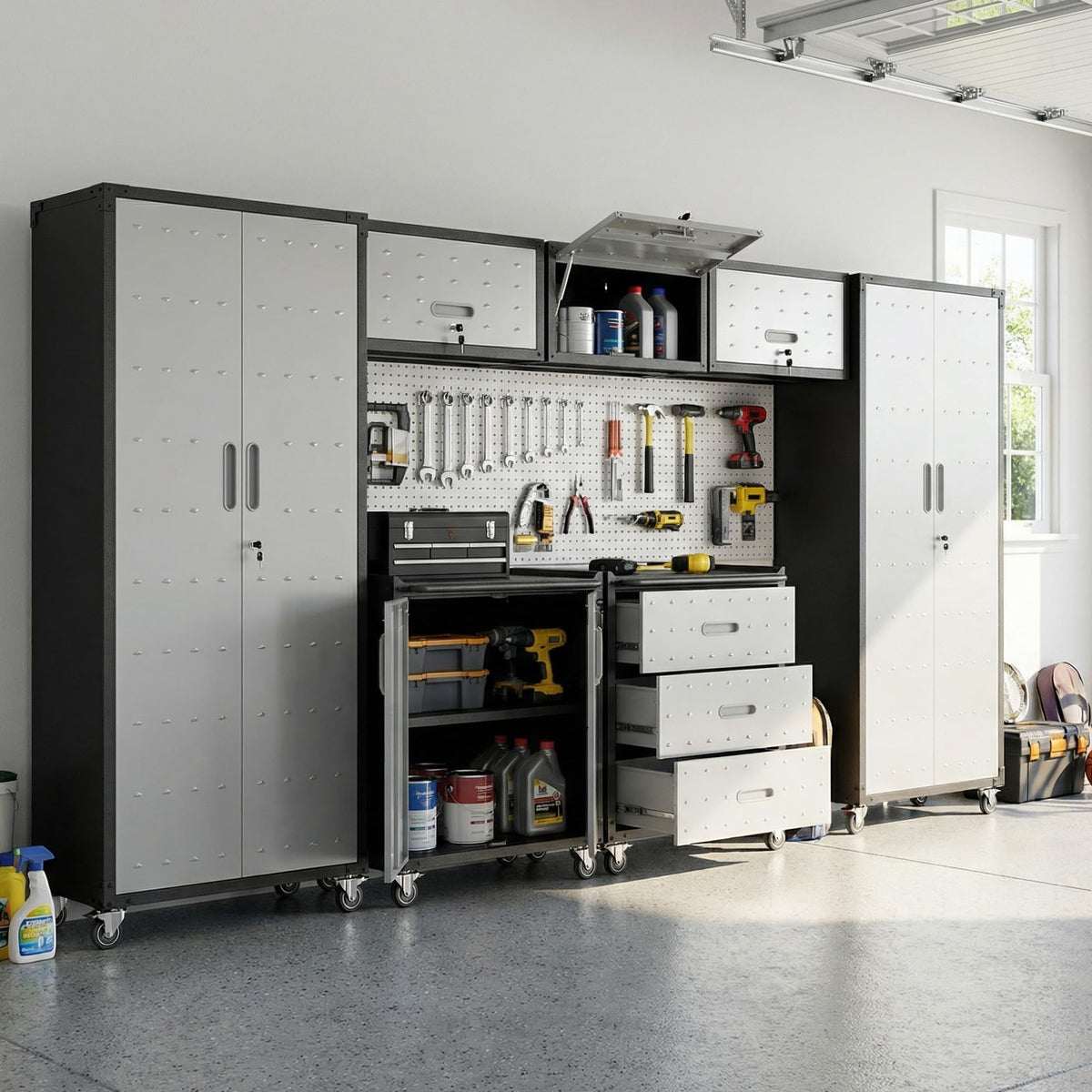 Heavy-Duty Modular Garage Cabinet & Tool Bench System