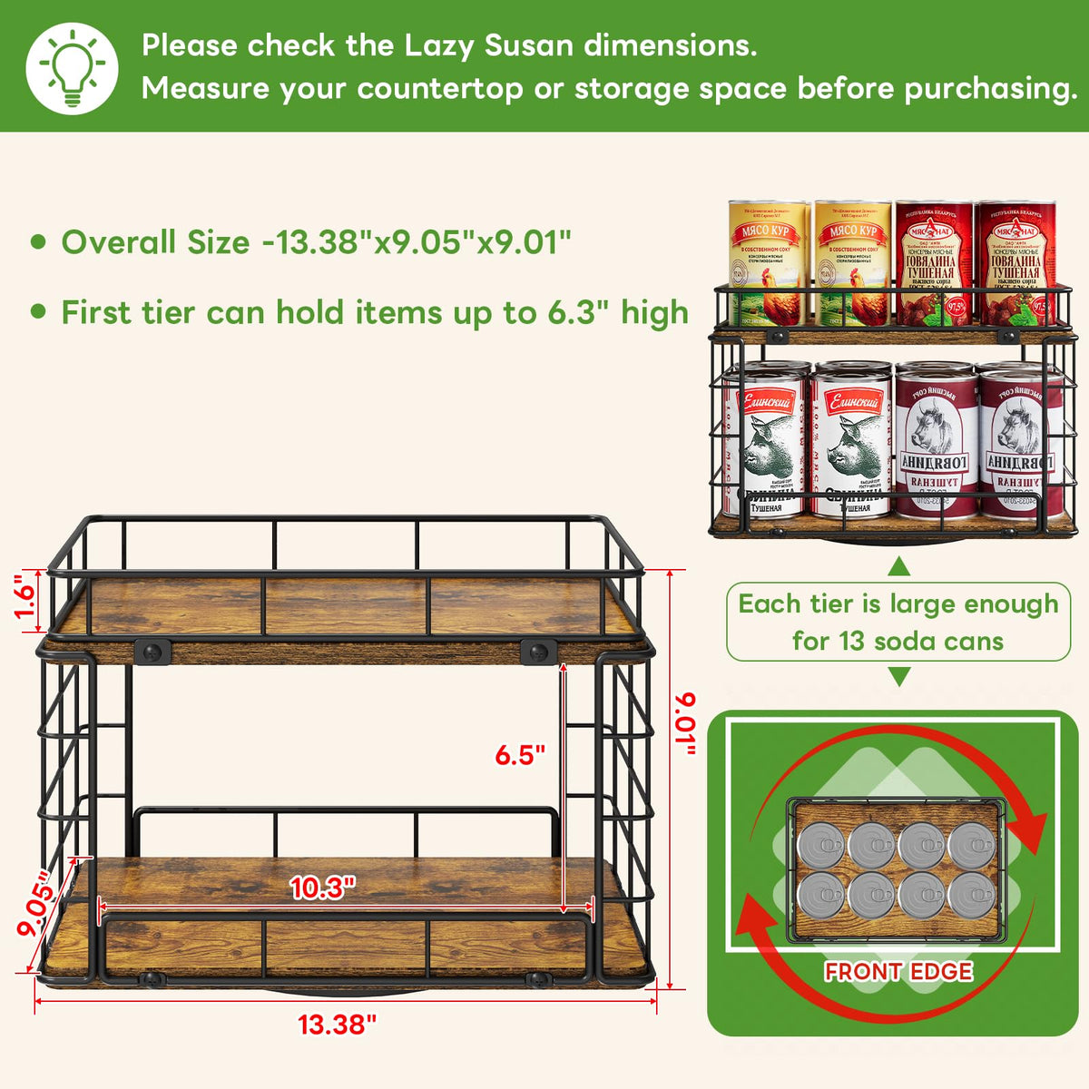 360° Rotating Can Rack Organizer for Pantry