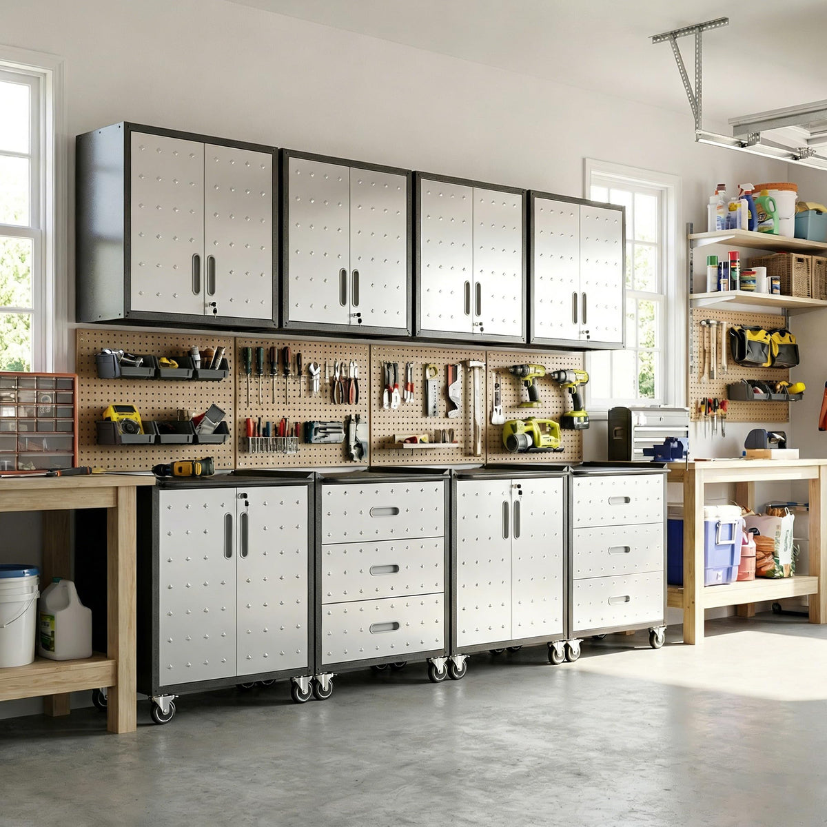 Heavy-Duty Modular Garage Cabinet & Tool Bench System