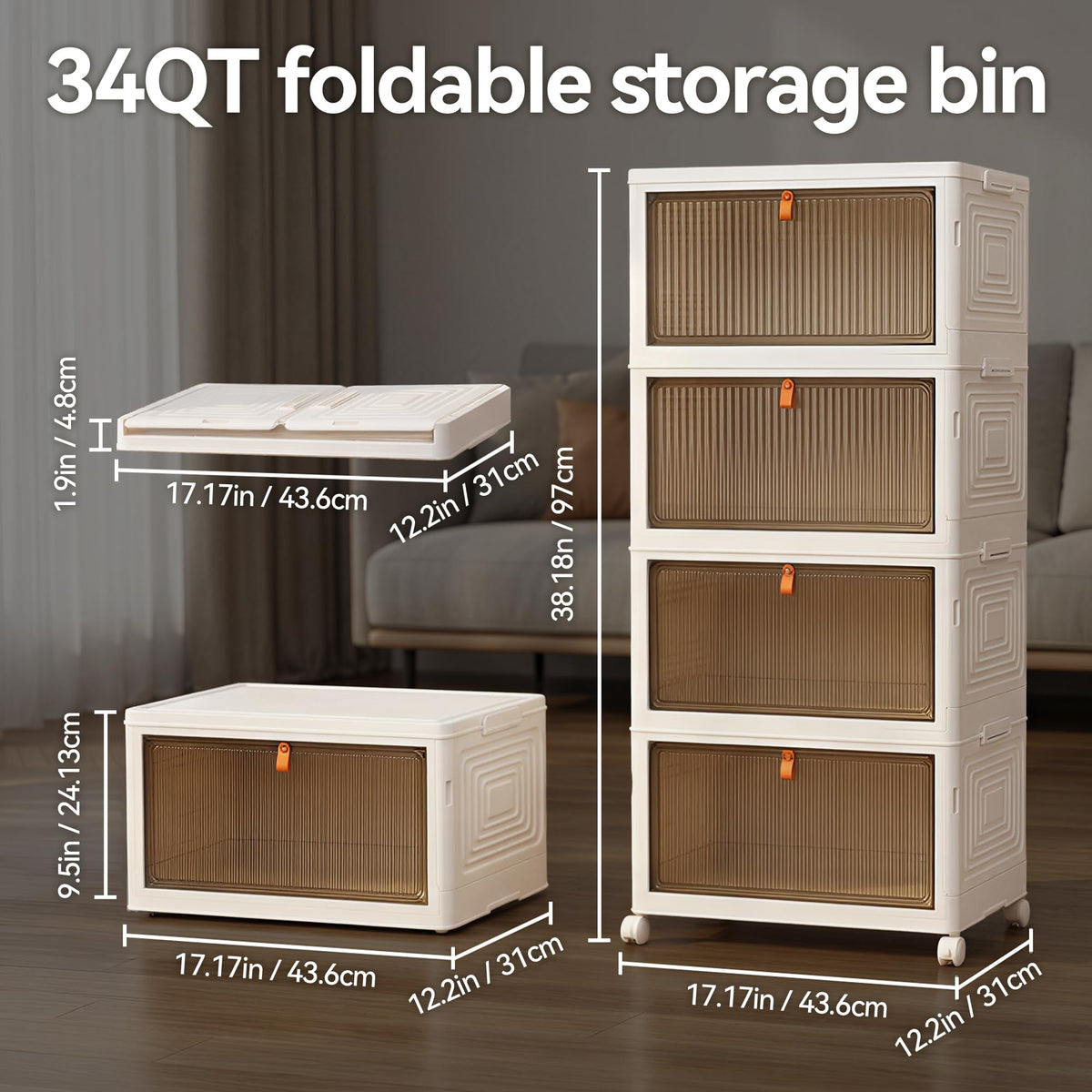 Foldable Rolling Modular Shoe Storage Rack with Sliding Doors