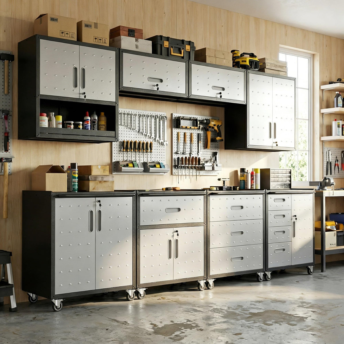 Heavy-Duty Modular Garage Cabinet & Tool Bench System