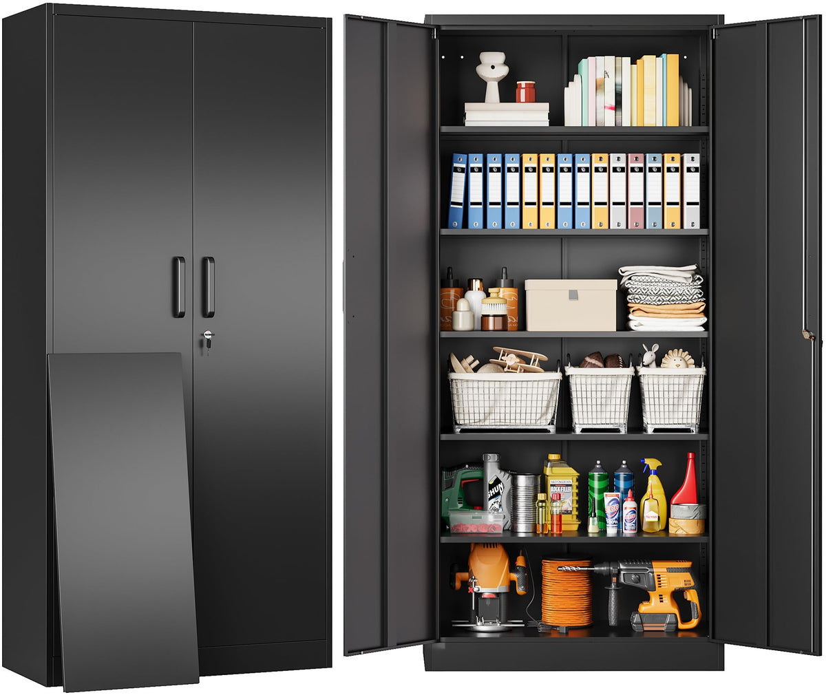 Heavy-Duty Metal Storage Cabinet with Adjustable Shelves