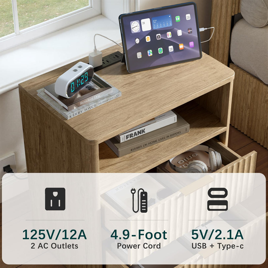Evermagin 3-Piece Bedroom Furniture Set, Bed Frame & Nightstands
