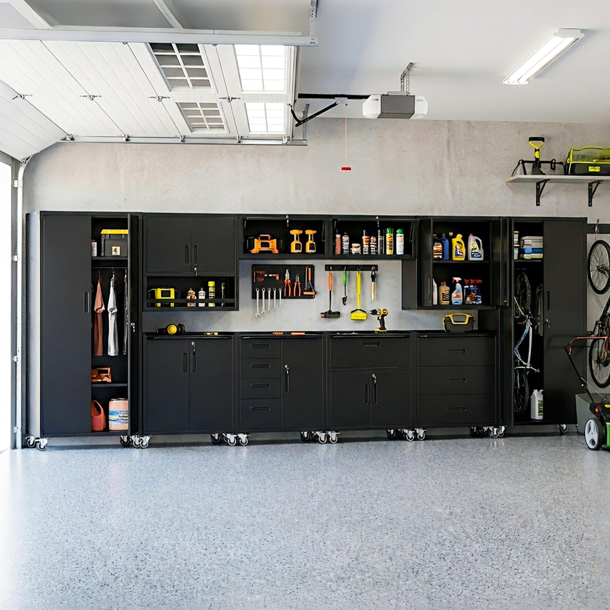 Heavy-Duty Modular Garage Cabinet & Tool Bench System