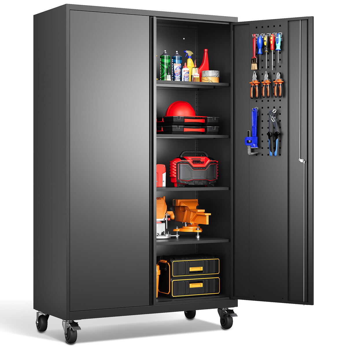 Heavy-Duty Metal Storage Cabinet with Adjustable Shelves