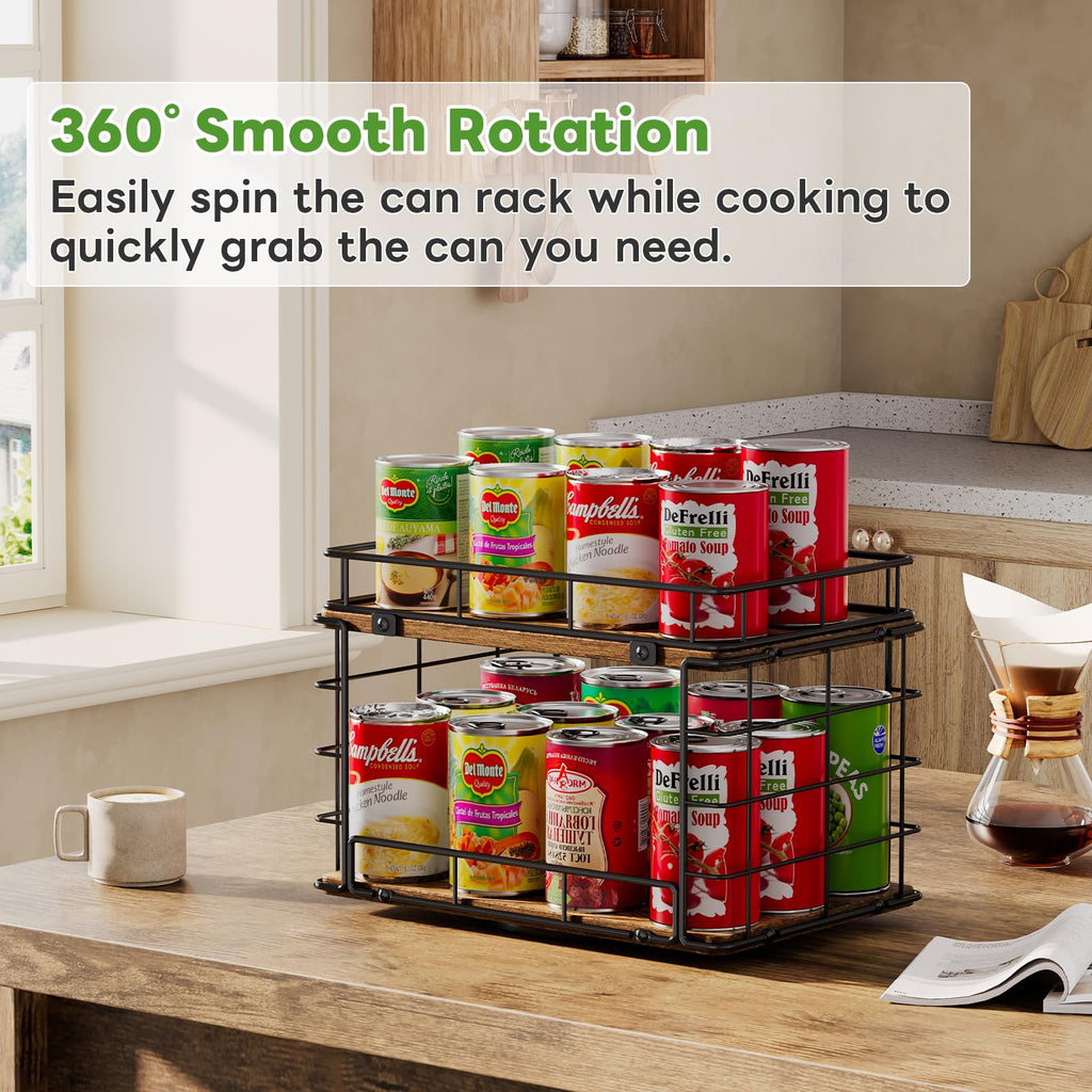 360° Rotating Can Rack Organizer for Pantry