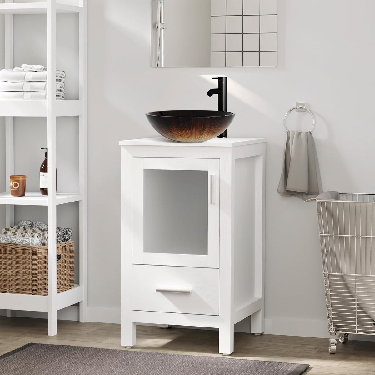 eclife Modern Bathroom Vanity Cabinet with Vessel Sink Combo (18+24)
