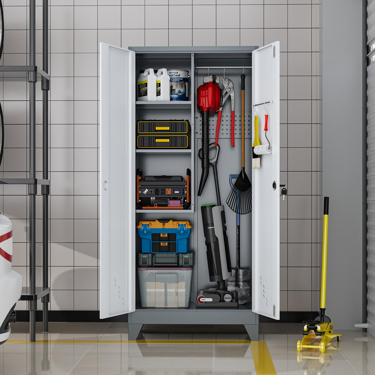 Freestanding Cleaning Supply Storage Cabinet for Home & Utility