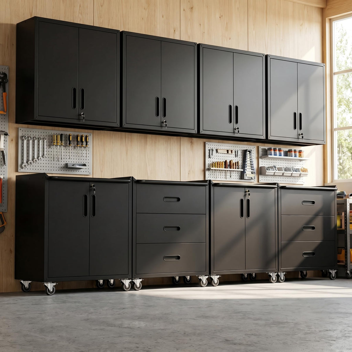 Heavy-Duty Modular Garage Cabinet & Tool Bench System