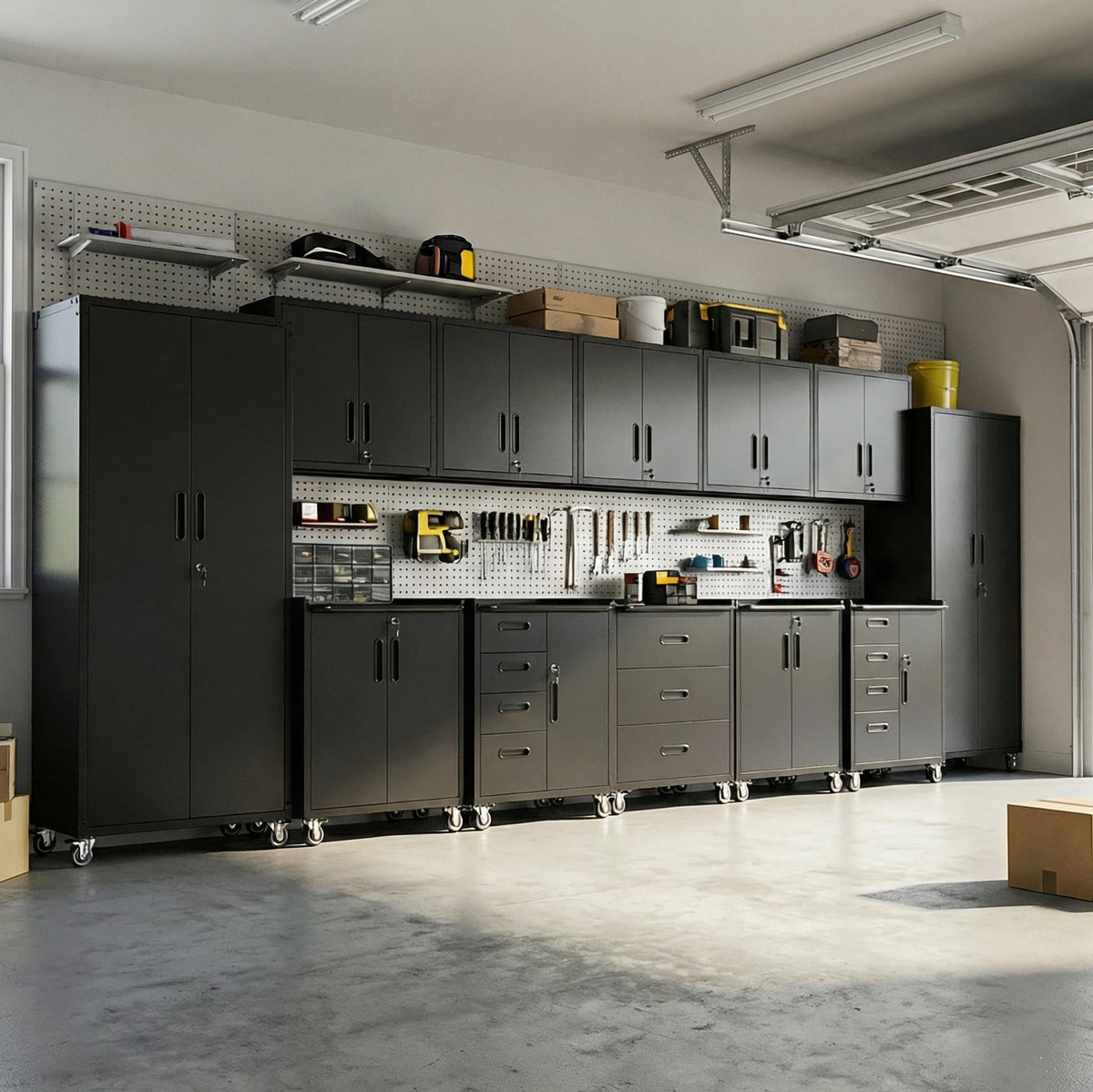 Heavy-Duty Modular Garage Cabinet & Tool Bench System