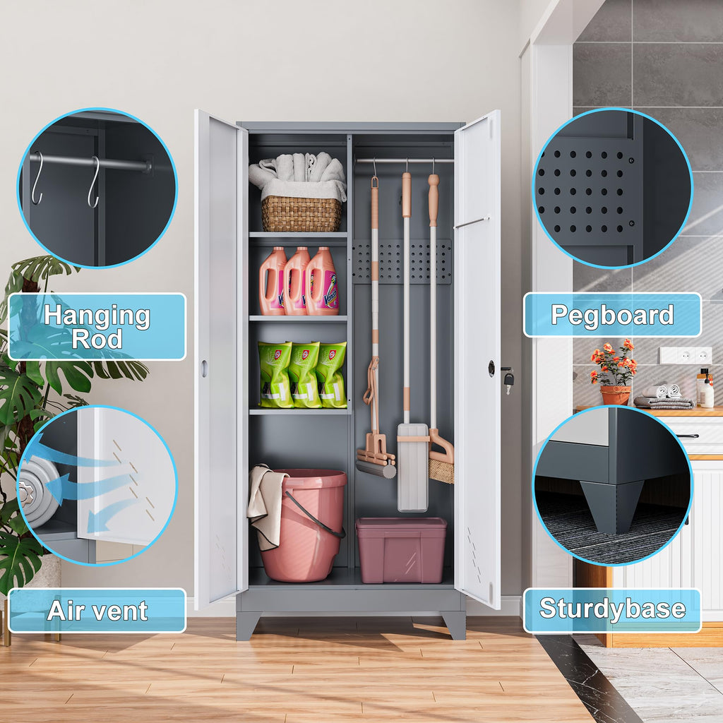 Freestanding Cleaning Supply Storage Cabinet for Home & Utility