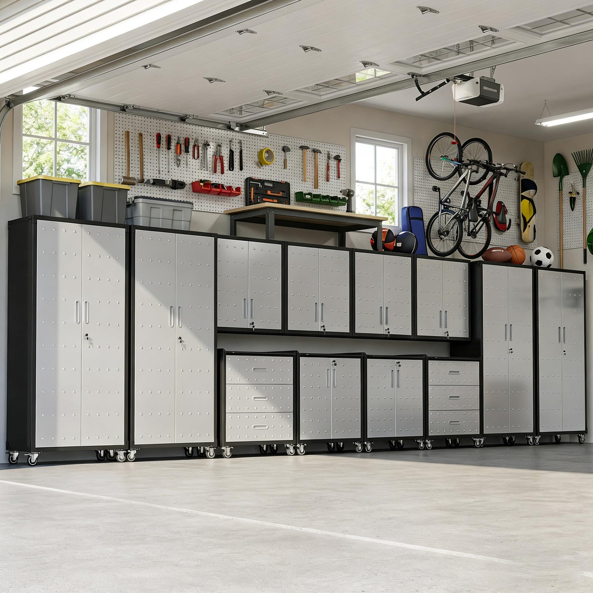 Heavy-Duty Modular Garage Cabinet & Tool Bench System