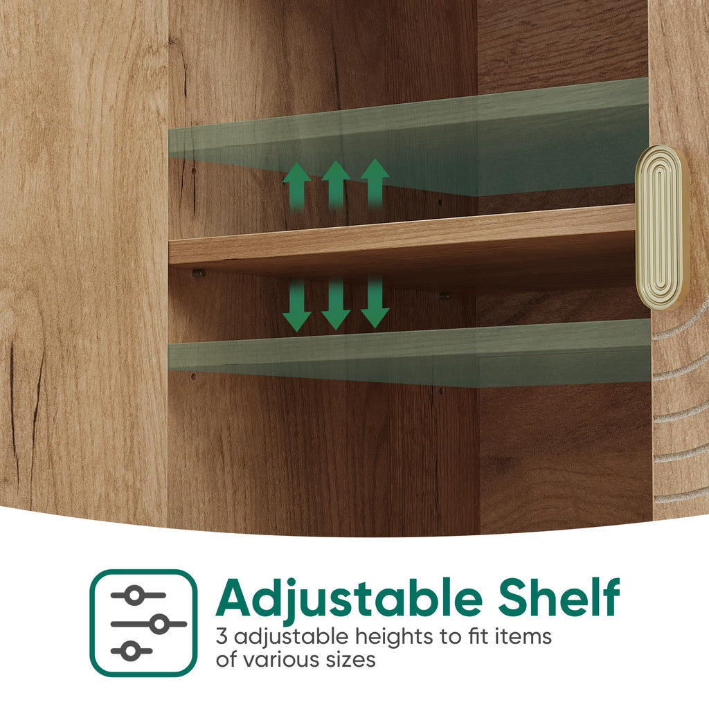 Freestanding Sideboard Storage Cabinet with Line Groove Design