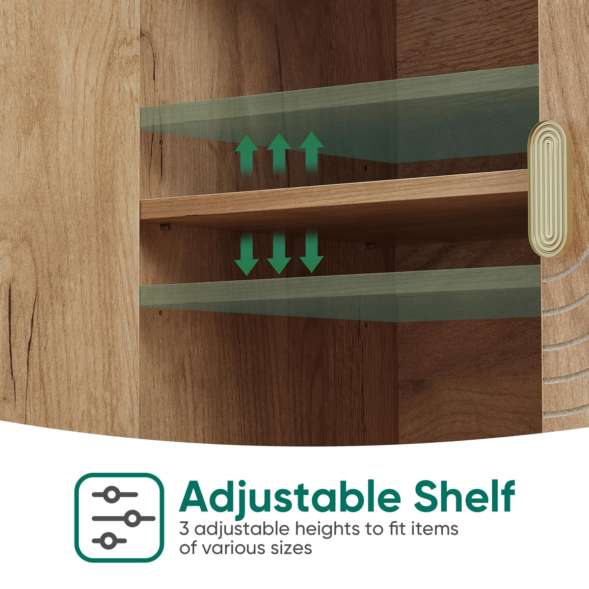 Freestanding Sideboard Storage Cabinet with Line Groove Design