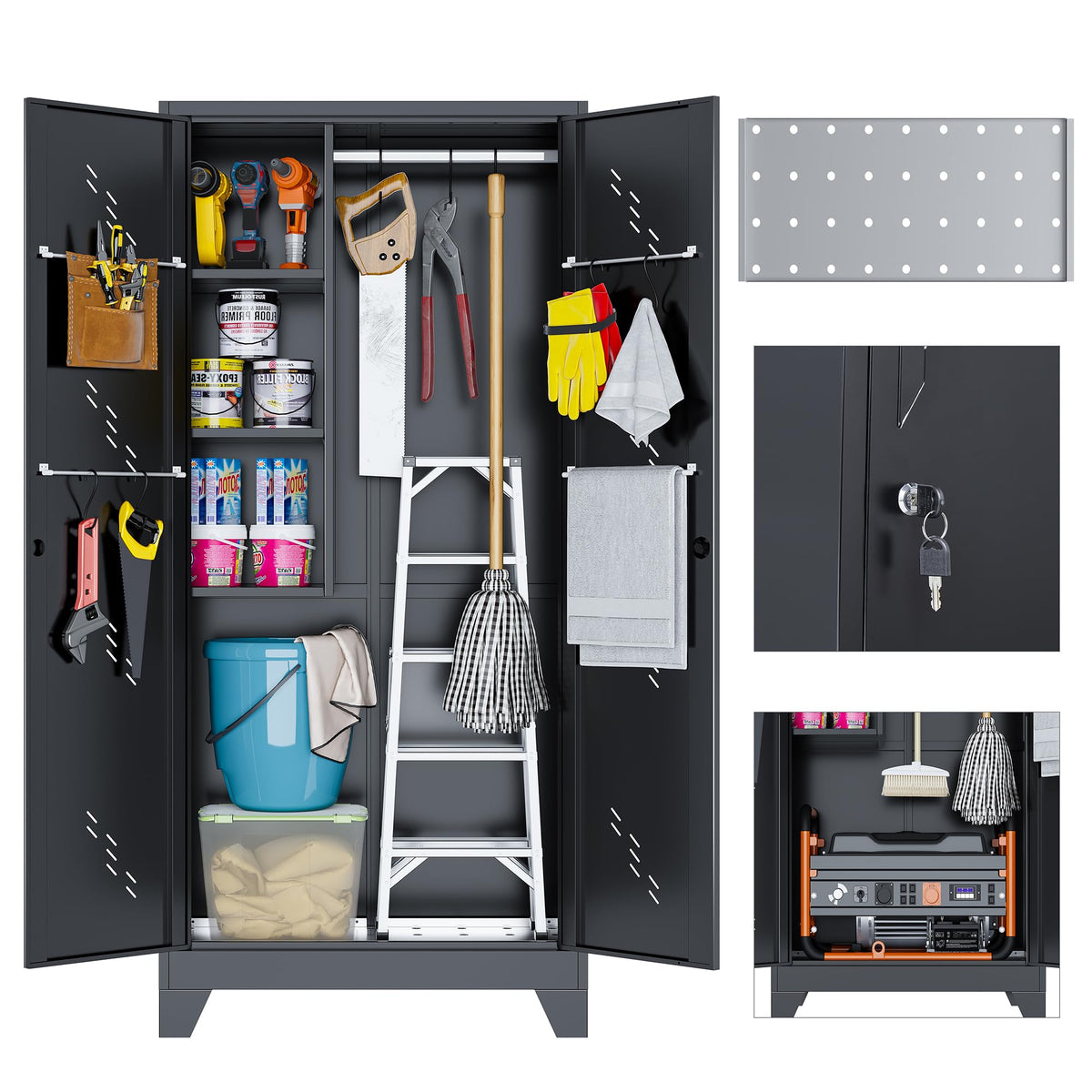Freestanding Cleaning Supply Storage Cabinet for Home & Utility