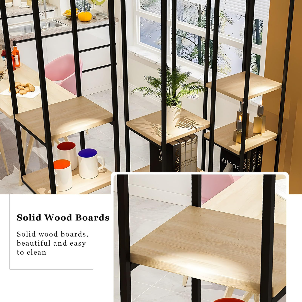Hanging Floating Shelves, Ceiling Storage Shelf for Office Kitchen Organization Bedroom Decor, Wall Display Rack for Plants, Books, Wooden and Metal Shelving Unit (Size : 30x30x135cm)