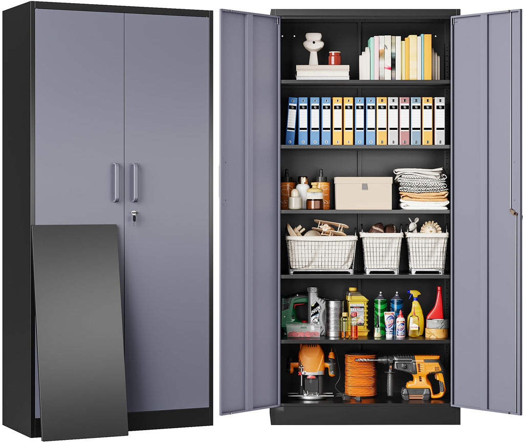 Heavy-Duty Metal Storage Cabinet with Adjustable Shelves