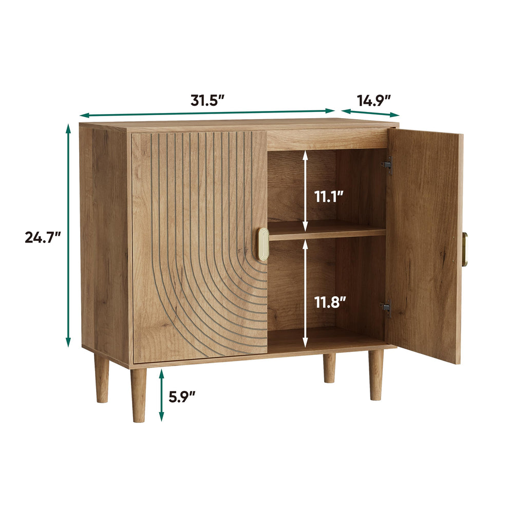 Freestanding Sideboard Storage Cabinet with Line Groove Design