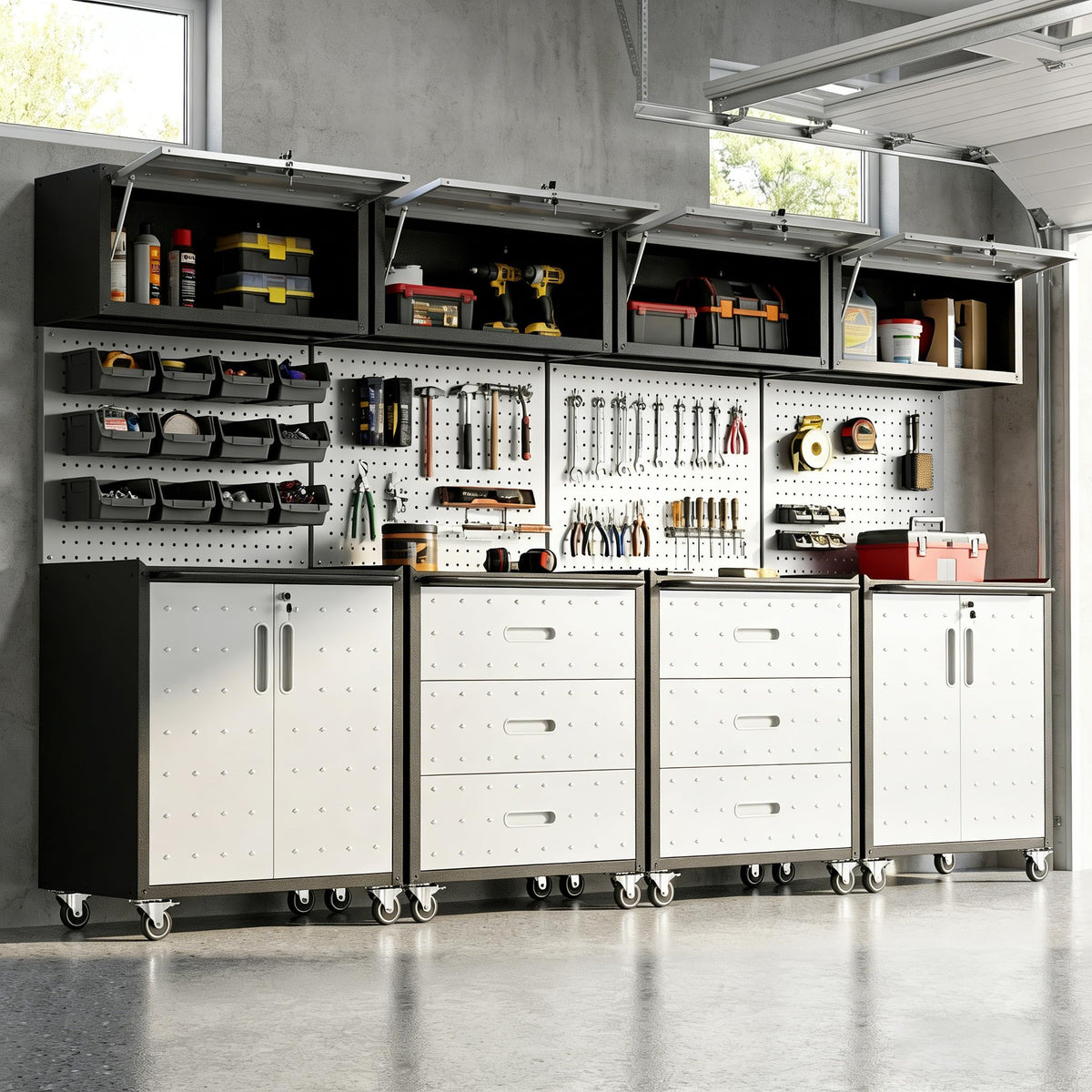 Heavy-Duty Modular Garage Cabinet & Tool Bench System