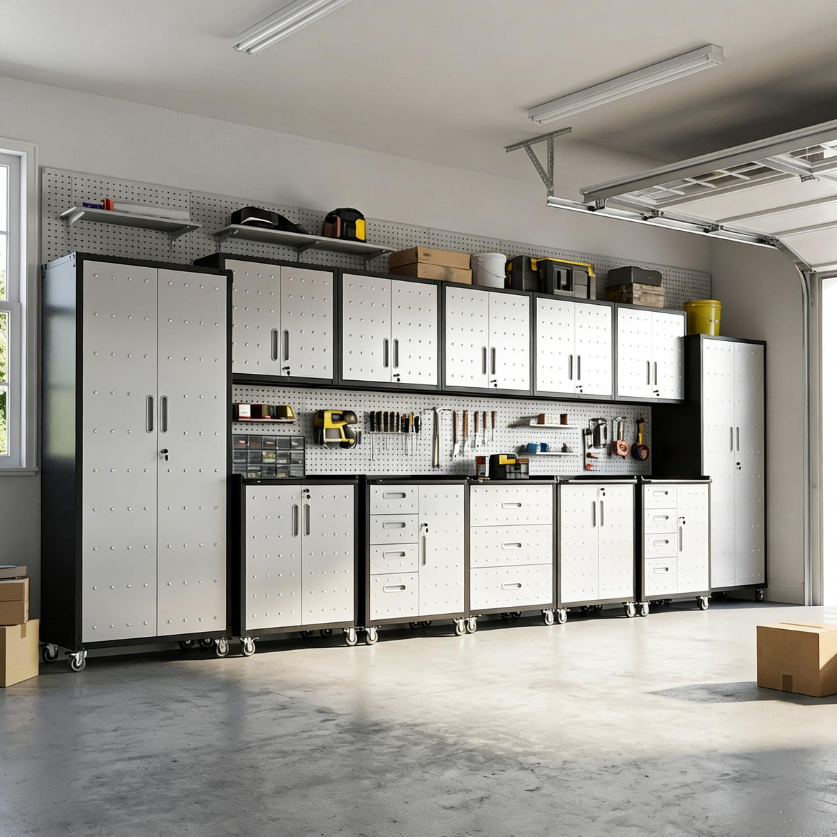 Heavy-Duty Modular Garage Cabinet & Tool Bench System