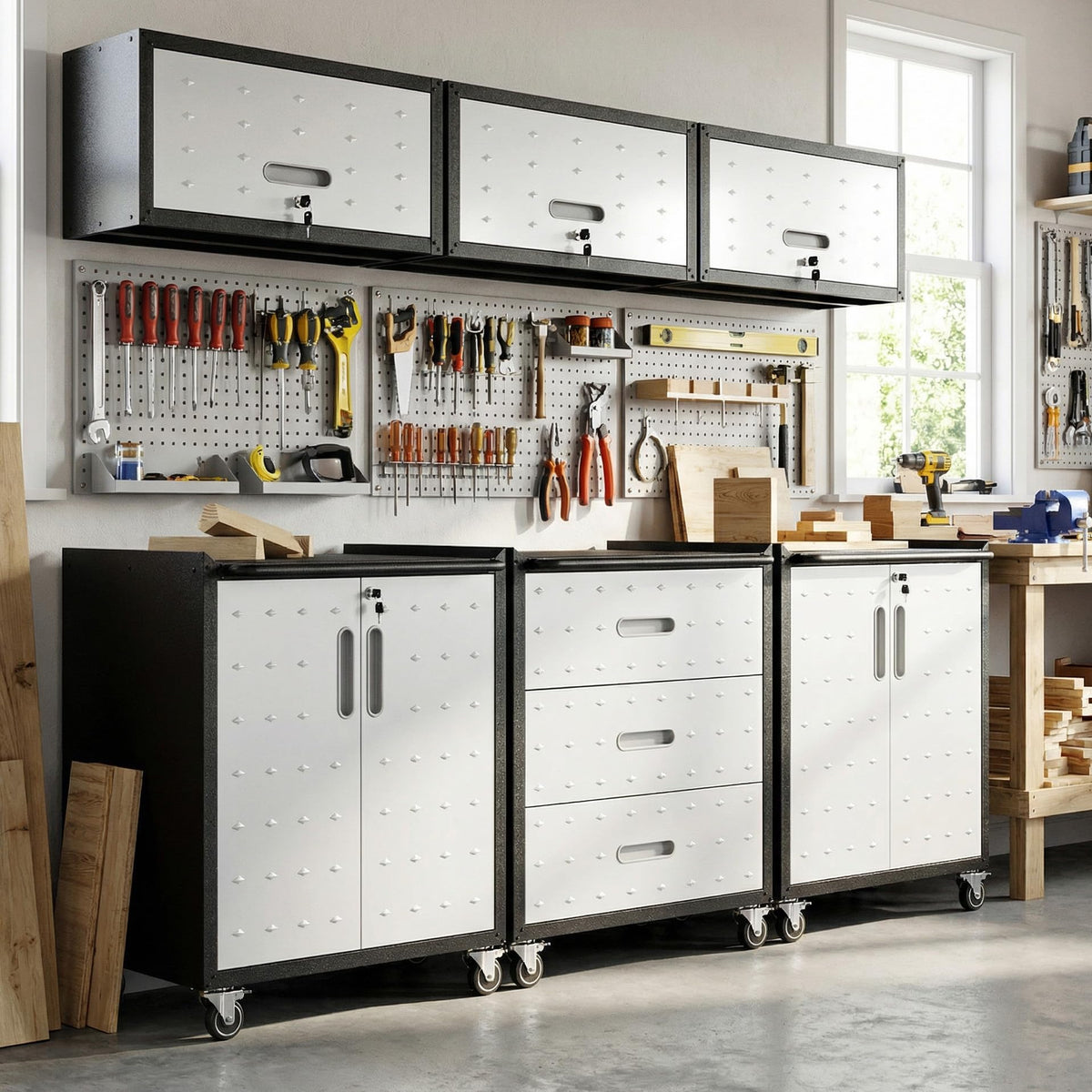 Heavy-Duty Modular Garage Cabinet & Tool Bench System