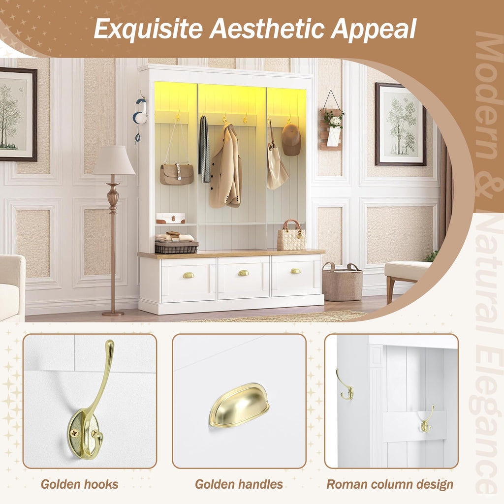 Freestanding Wardrobe Closet with Clothes Rack, Garment Armoire for
