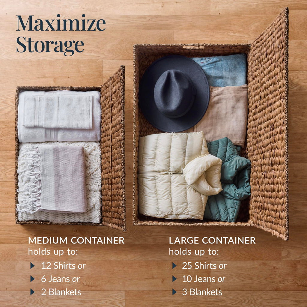 Best Choice Products 2-Pack Large Handwoven Water Hyacinth Under Bed Nesting Storage Bins W/Lid and Wheels, Closet Organizer, Storage Container, Multi-Purpose Basket