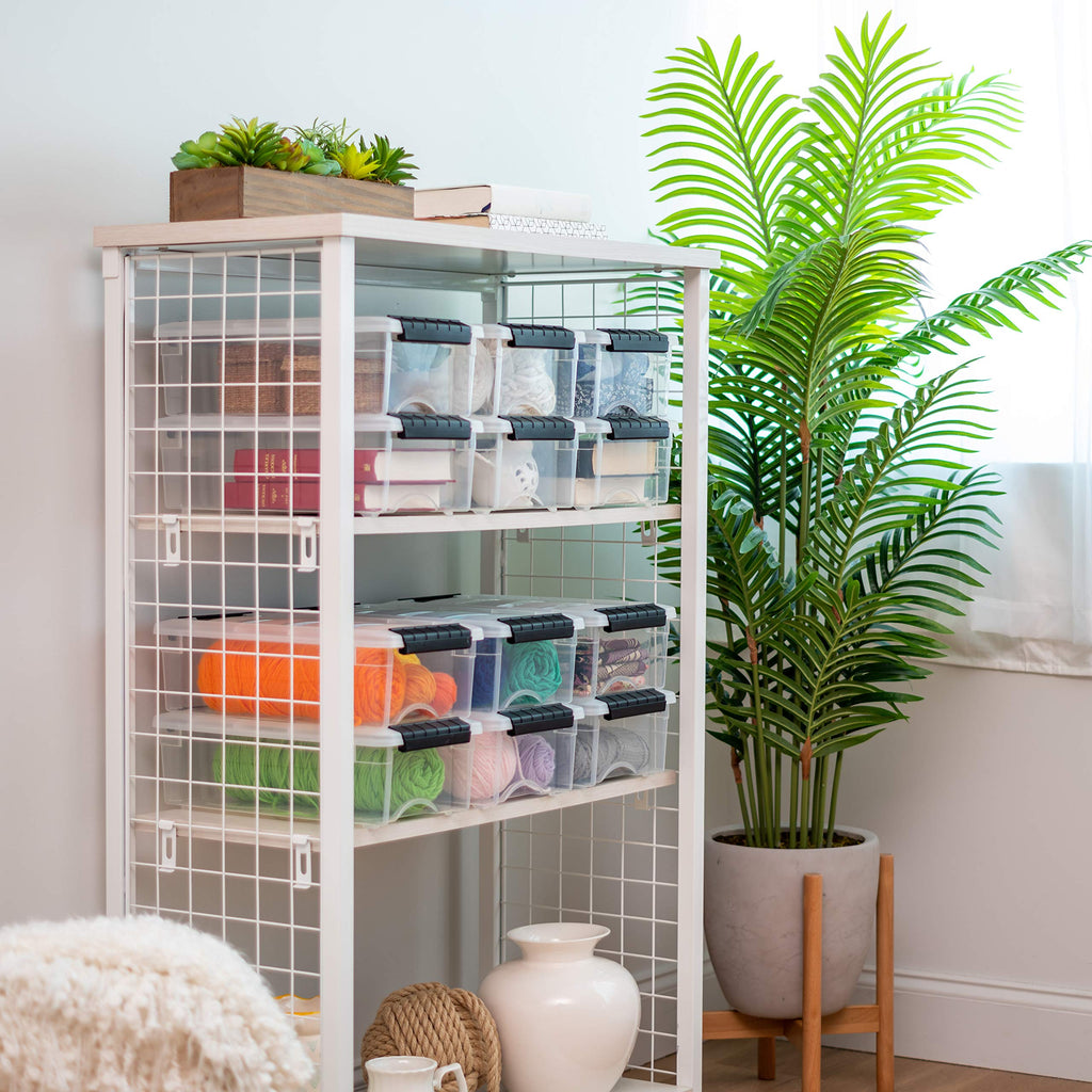 Stackable Plastic Storage Bins with Lids & Pull Handles