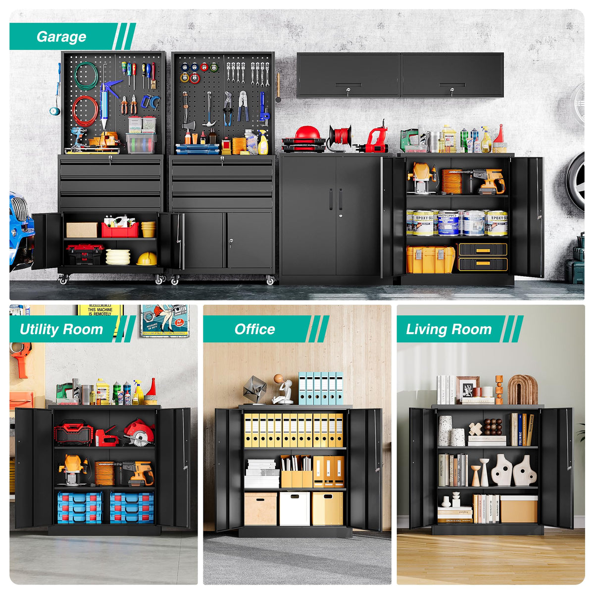 Heavy-Duty Metal Storage Cabinet with Adjustable Shelves